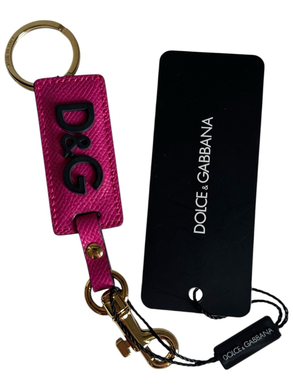 ✨ NWT Dolce & Gabbana Pink Leather Logo Tag Keychain/Bag Charm ✨